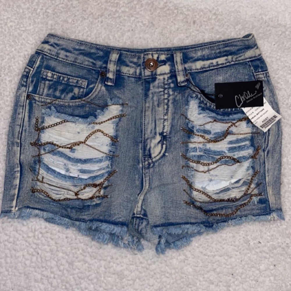 Bling high rise ripped shorts